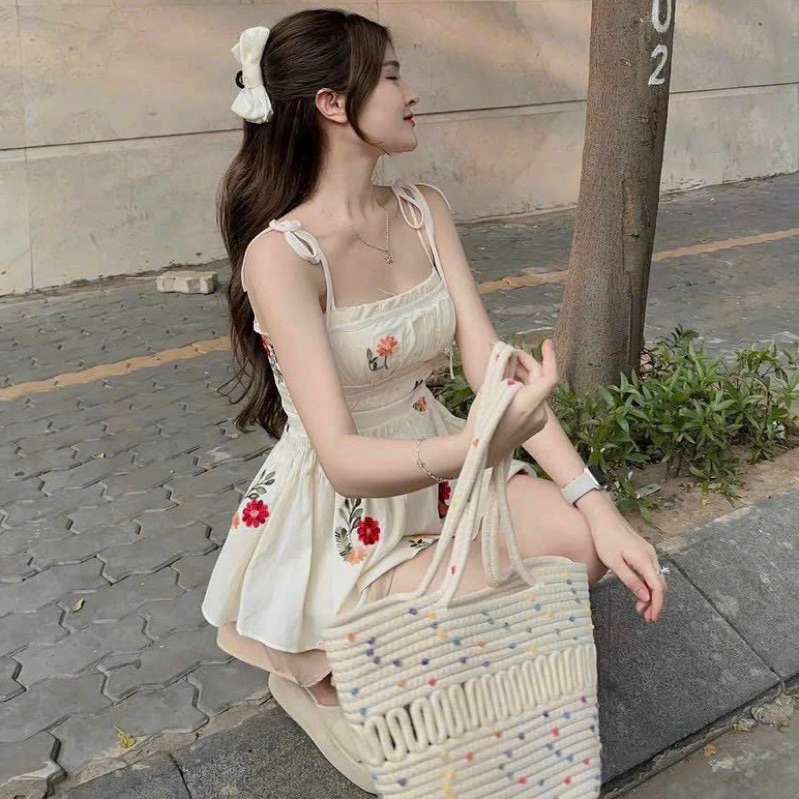 Áo 2 dây hoa nhí, Áo 2 dây hoa, áo hoa, áo dây, áo crotop