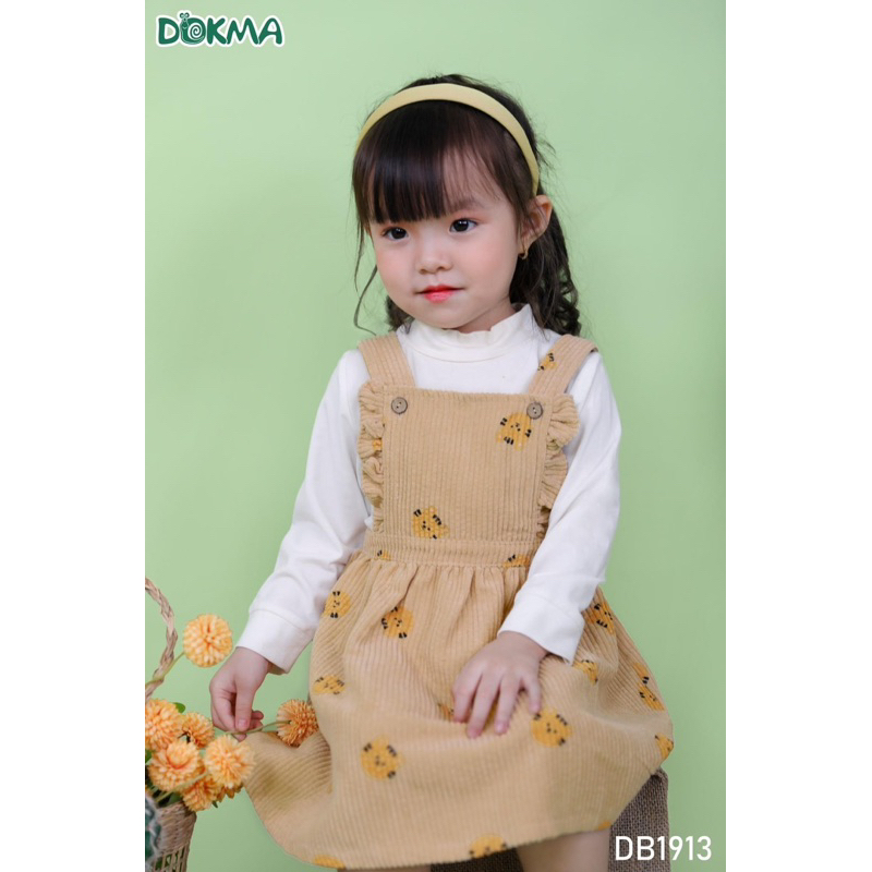 Yếm nhung tăm xinh cho bé gái dokma DB1913   2023