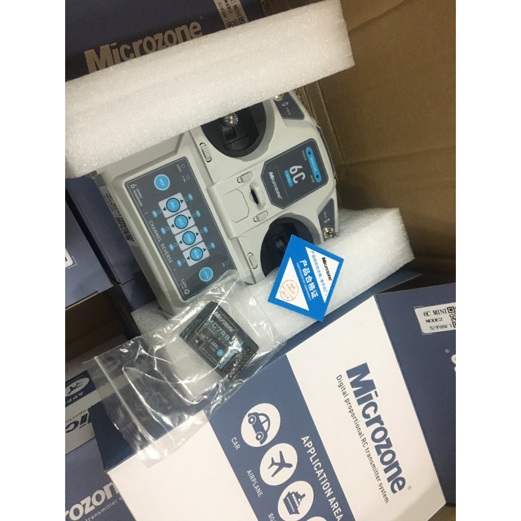 Tay cầm điều khiển MC6C + Mạch thu Rx MC7RB 400-800m  Microzone dùng cho ô tô máy bay cano tàu RC