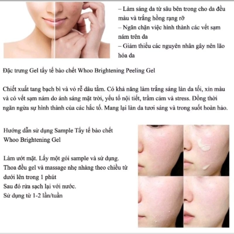 Kì Da Chết Trắng Da Whoo Brighterning Peeling Gel Làm Trắng Da Dịu Nhẹ Lành Tính 1ml | BigBuy360 - bigbuy360.vn