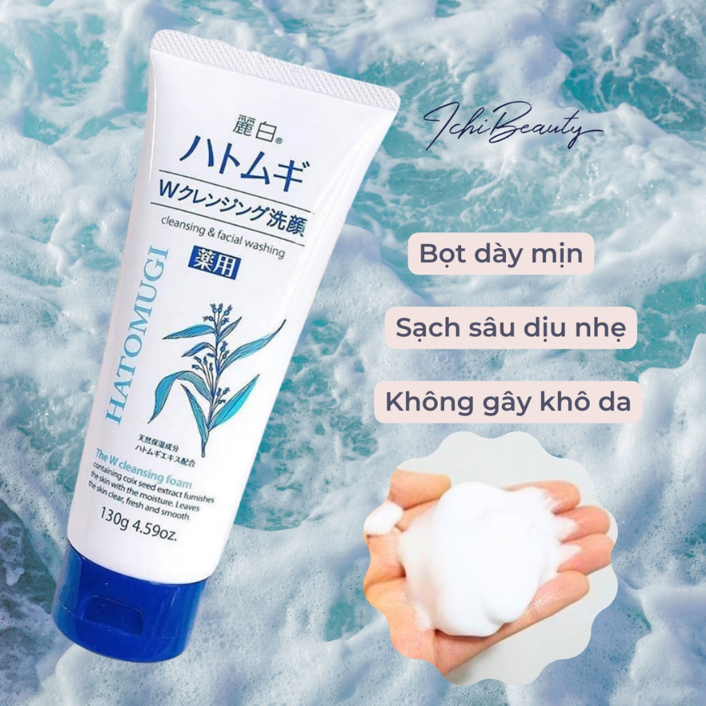 Sữa rửa mặt Hatomugi Cleansing Facial Foam chiết xuất ý dĩ dưỡng ẩm dưỡng trắng da Nhật Bản 130g 170g | Ichibeauty.vn