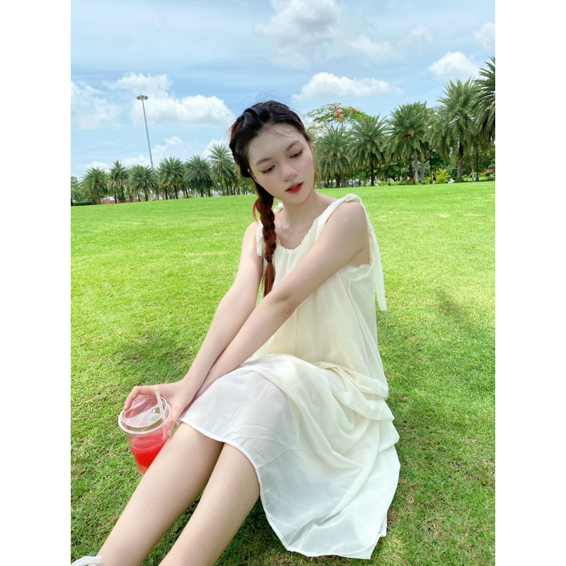 Đầm 2 dây dáng dài fom rộng Thời Trang đi biển cho nữ chất voan 2 lơp - AAG99 - DAM012