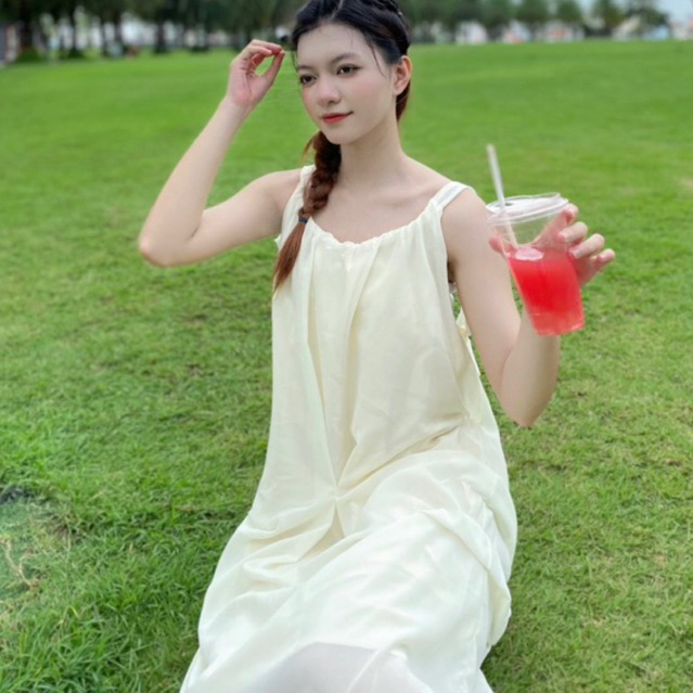 Đầm 2 dây dáng dài fom rộng Thời Trang đi biển cho nữ chất voan 2 lơp - AAG99 - DAM012