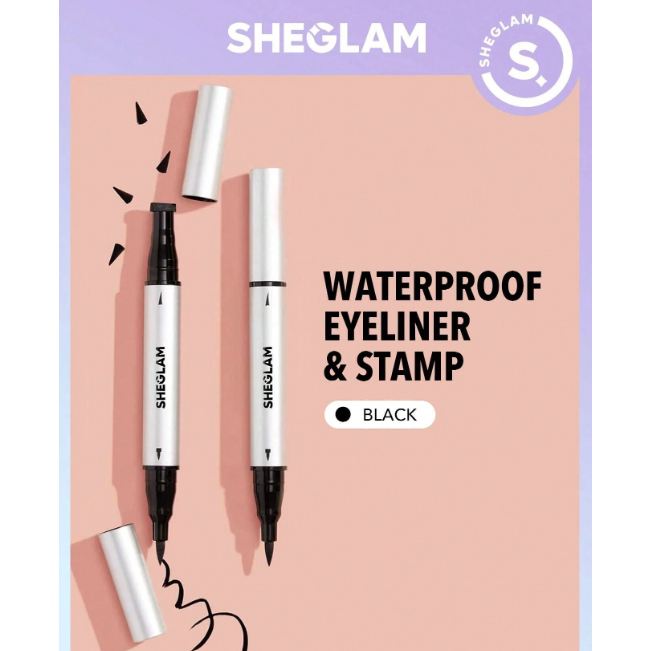 Bút kẻ mắt nước Sheglam lâu trôi 2 đầuu, eyeliner mực đen
