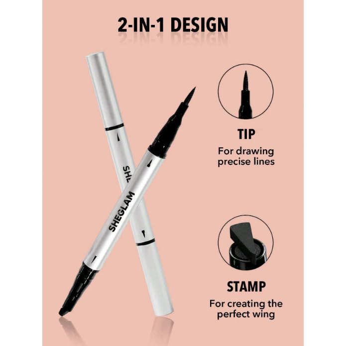 Bút kẻ mắt nước Sheglam lâu trôi 2 đầuu, eyeliner mực đen