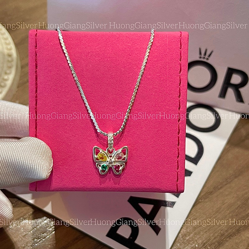Dây chuyền hình bướm sắc màu bạc ta - HuongGiangSilver