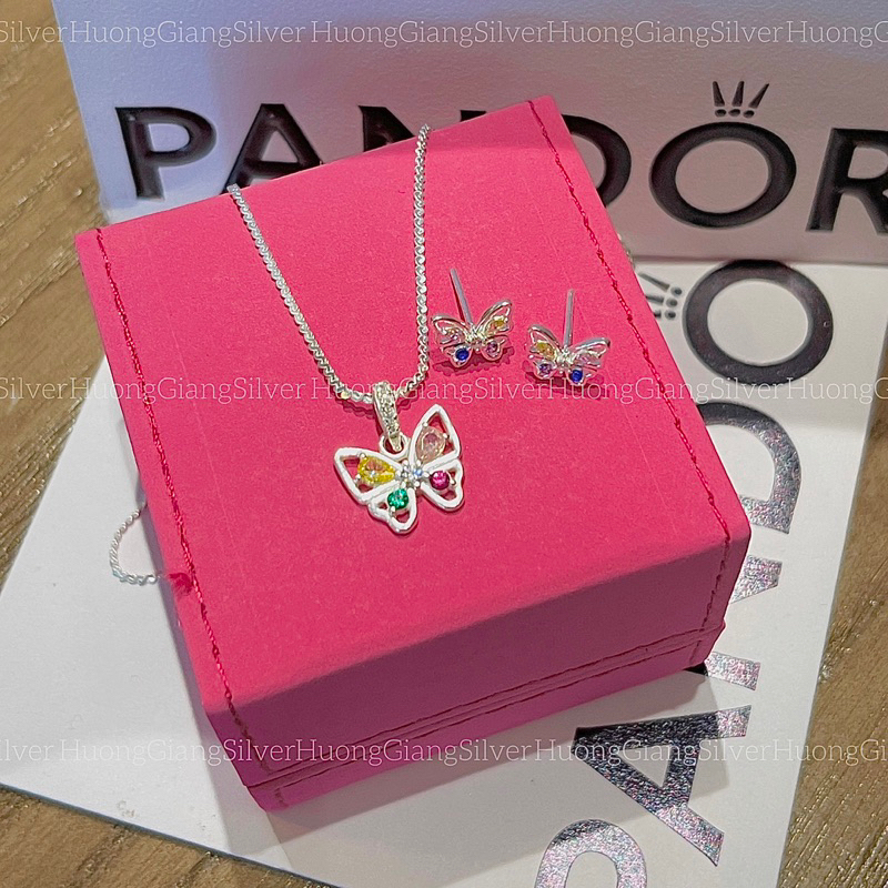 Dây chuyền hình bướm sắc màu bạc ta - HuongGiangSilver