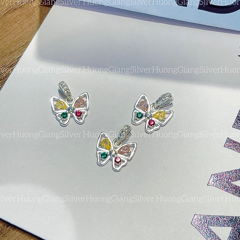 Dây chuyền hình bướm sắc màu bạc ta - HuongGiangSilver