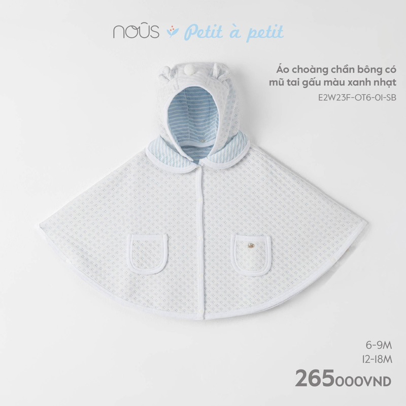 [Nous] Bộ Body suit áo cộc tay quần dài cho bé sơ sinh 4-10kg Nous Premium mẫu mới 2023 chính hãng