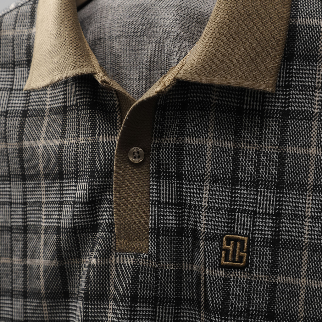 Áo Polo Nam Glen Check Brown, Chất Vải Cotton blend Thoải Mái, PL0067, SOMEHOW