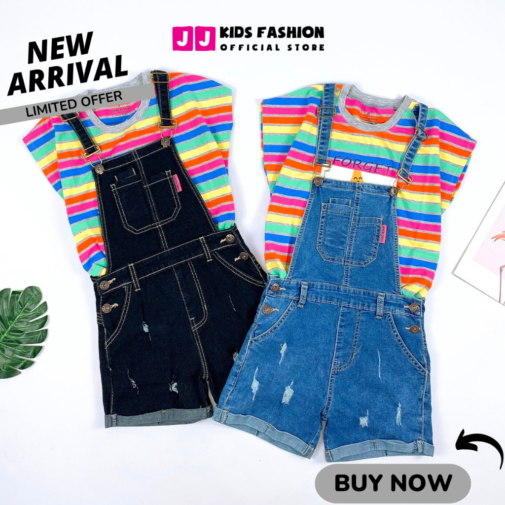 Short yếm jean cho bé gái năng động, phong cách hàn quốc full size - JJ Kids