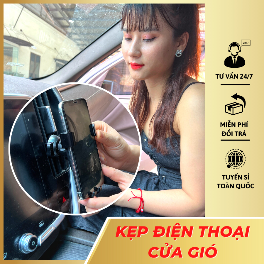 Giá đỡ điện thoại kẹp cửa gió điều hòa ô tô, xe tải dễ dàng lướt web hay xem bản đồ khi lái xe