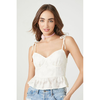 Áo 2 dây voan hoa gân nổi forever21, smoking thun phía sau