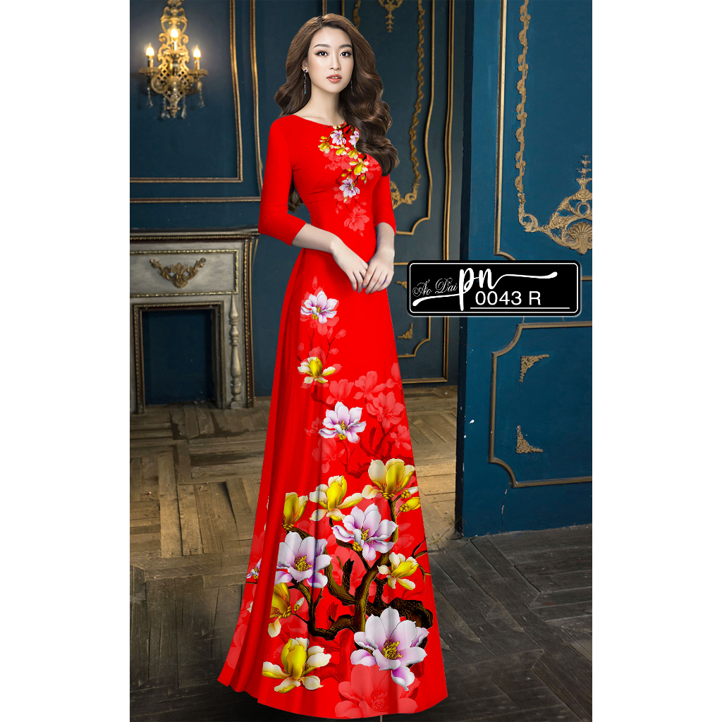 Vải may áo dài/đầm váy...PN0043 - họa tiết in 3D sắc nét - màu sắc tươi sáng - chất vải co giãn - mềm mịn