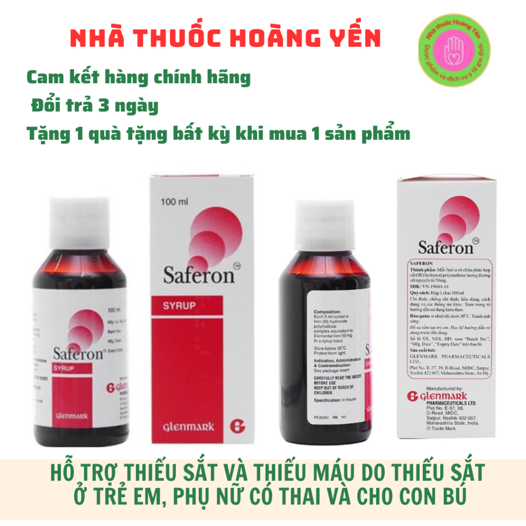 Siro bổ sung sắt SAFERON chai 100ml [hàng chính hãng nhập khẩu]