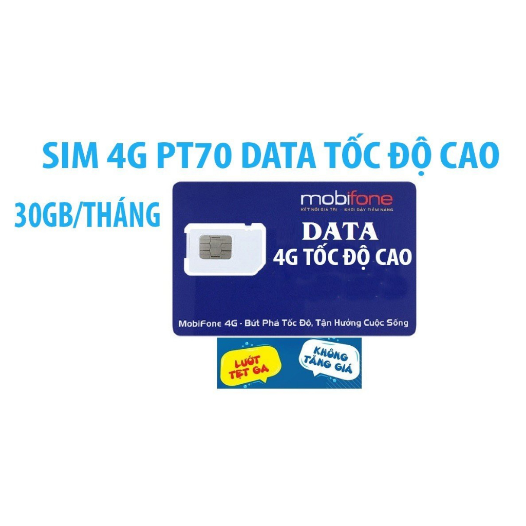 Sim data 4G gói cước PT70 Chuyên Dụng cho Shipper ,Telesale, giá duy trì 70k sử dụng toàn quốc