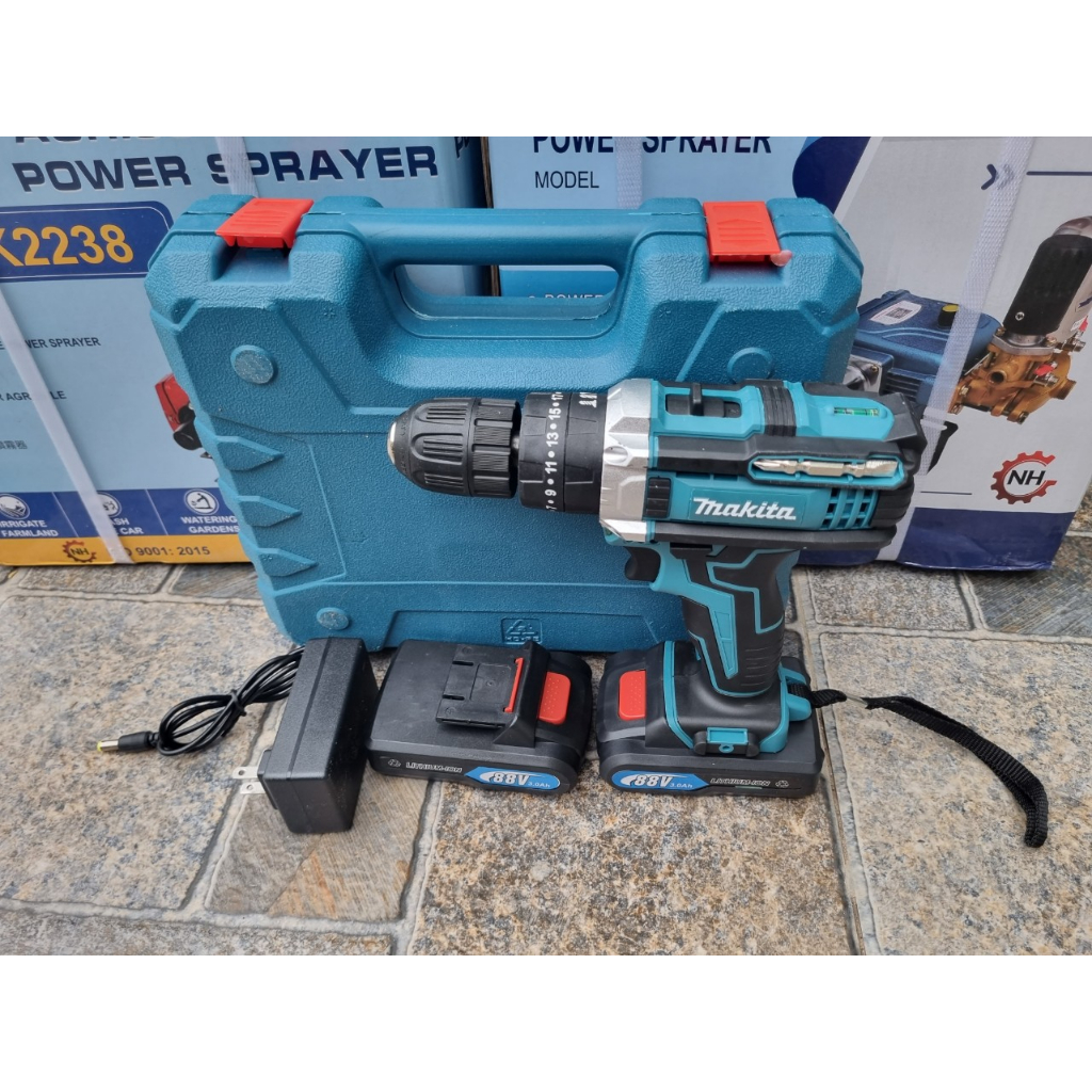 MÁY KHOAN PIN MAKITA 88V -KÈM PHỤ KIỆN - LÕI ĐỒNG CÓ ĐẢO CHIỀU - KHOAN, BẮT VÍT