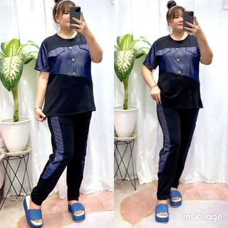 (Hàng mới về )SÉT THỂ THAO THIẾT KẾ PHỐI JEAN LỤA BIGSIZE Nữ (từ 68 đến 95kg)