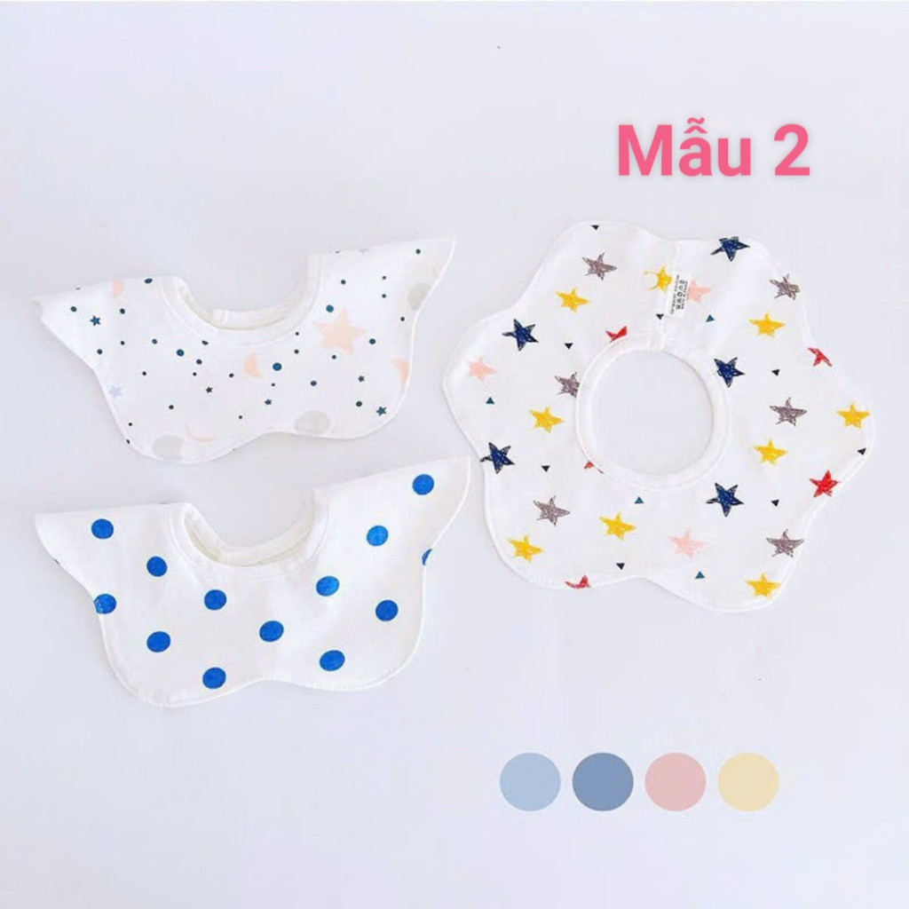 Set 3 yếm cổ tròn cánh hoa Cotton mềm mại dễ thương BABYKING cho bé