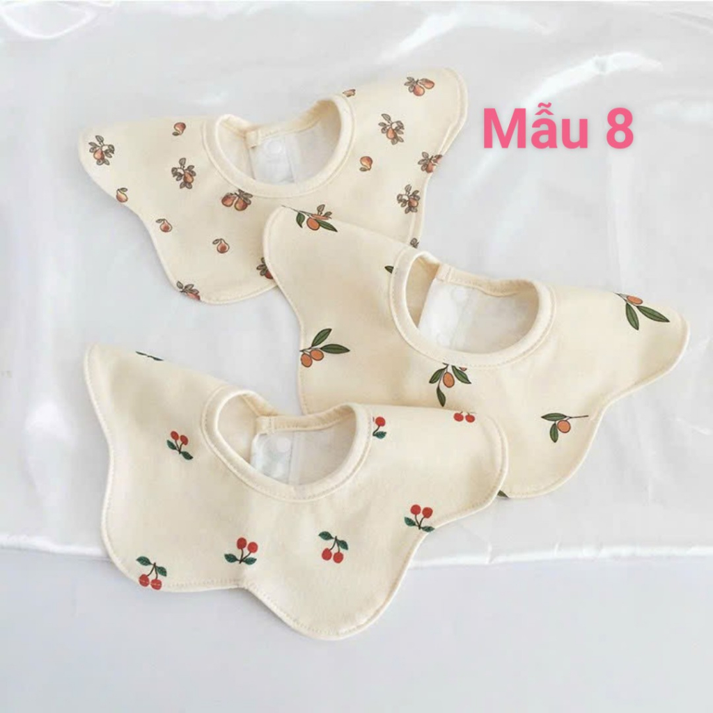 Set 3 yếm cổ tròn cánh hoa Cotton mềm mại dễ thương BABYKING cho bé