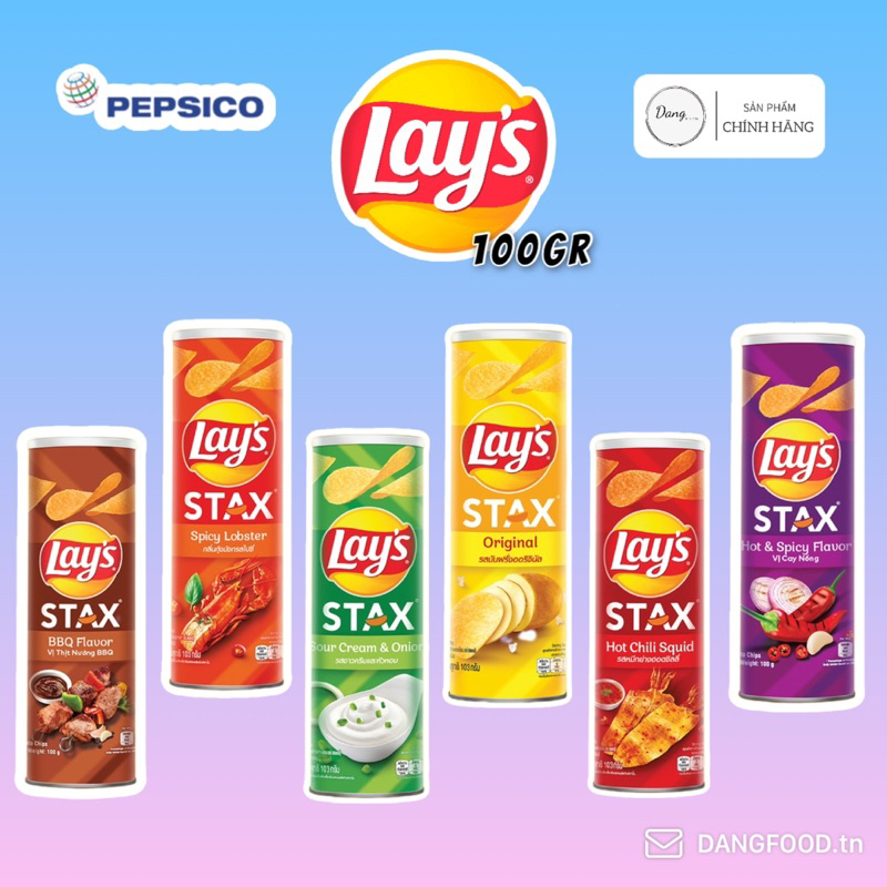 Snack Khoai Tây Lays Stax Lon 100gr - Đầy Đủ Các Hương Vị : Mực Xốt - BBQ - Cay Nồng … Sản Phẩm Giá Cực Tốt 📣📣📣