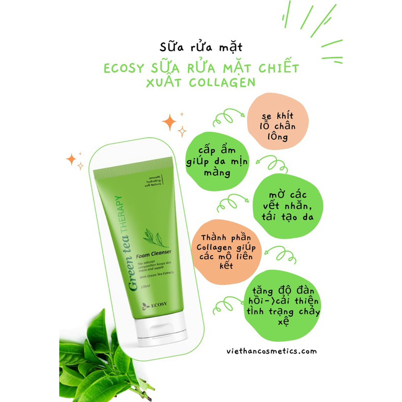 SỮA RỬA MẶT VỚI TINH CHẤT TRÀ XANH ECOSY FOAM CLEANSER 100ML