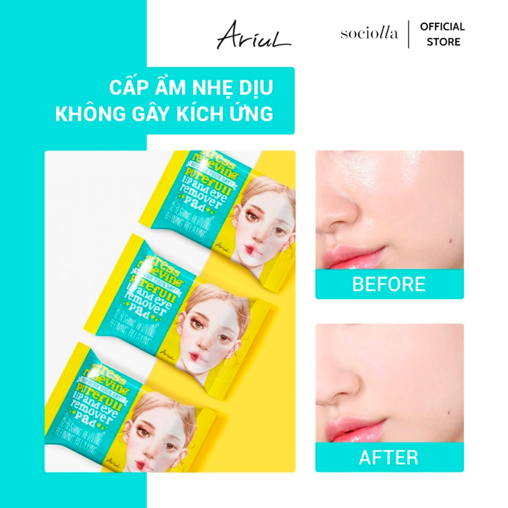 [HSD T5/2024] Khăn Giấy Tẩy Trang Chuyên Dụng Cho Mắt & Môi Ariul Smooth & Pure Makeup Remover Tissue 30 Sheets