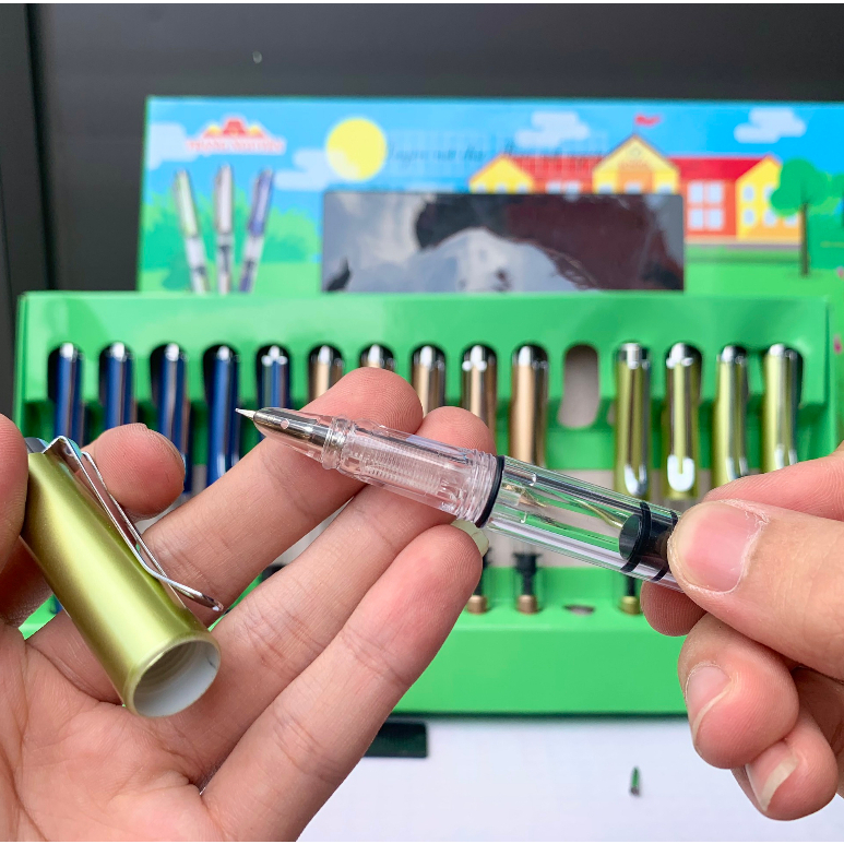 Bút máy luyện viết chữ đẹp Trạng Nguyên 66, Bút mực ngòi kim tinh mài thanh đậm bình bơm mực cỡ lớn