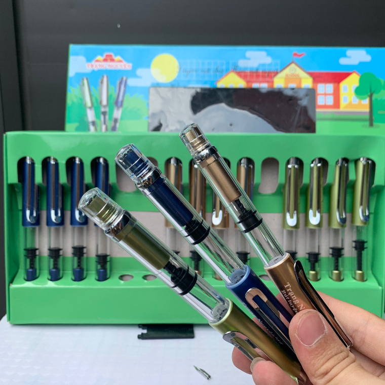 Bút máy luyện viết chữ đẹp Trạng Nguyên 66, Bút mực ngòi kim tinh mài thanh đậm bình bơm mực cỡ lớn