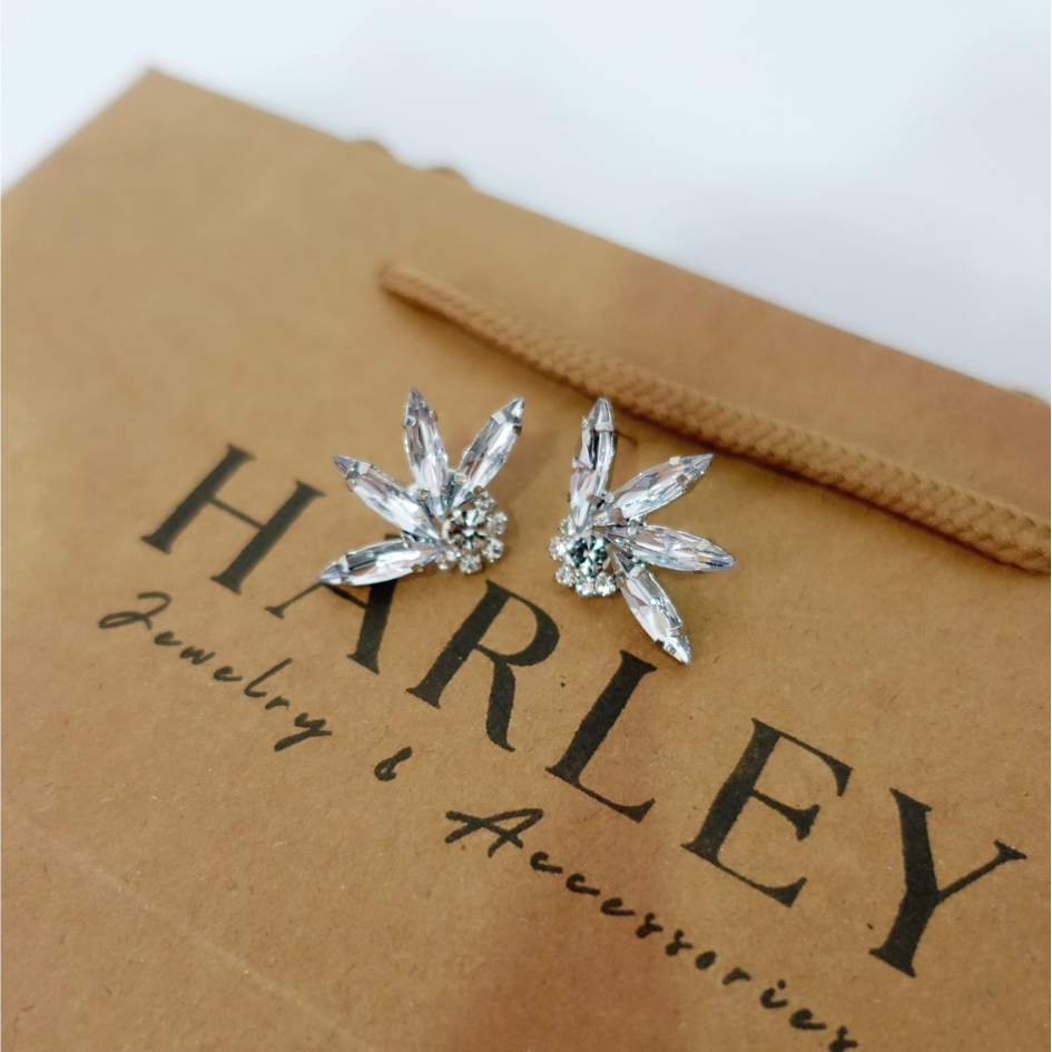 Bông tai, khuyên tai đi tiệc ✨đính đá hình bông xoa✨, phong cách sang trọng, thanh lịch 🌷Harley Jewelry🌷