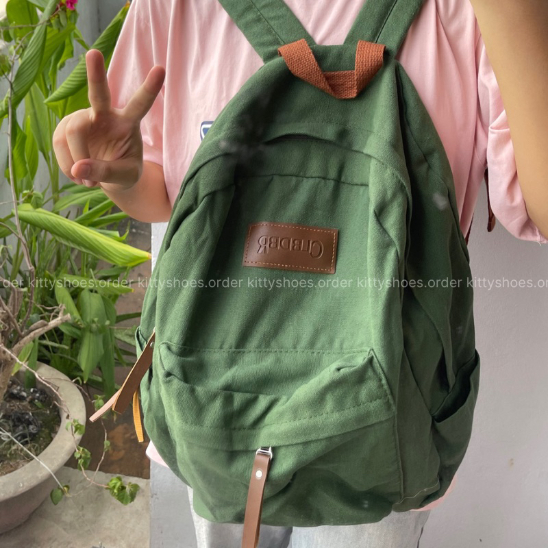 Balo Màu Xanh Rêu Cổ Điển Vintage - B10