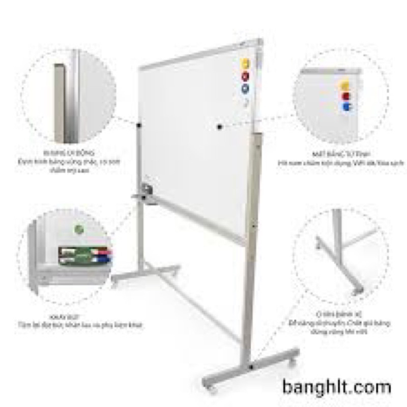 Bảng từ xanh/trắng kèm chân di động 120x160