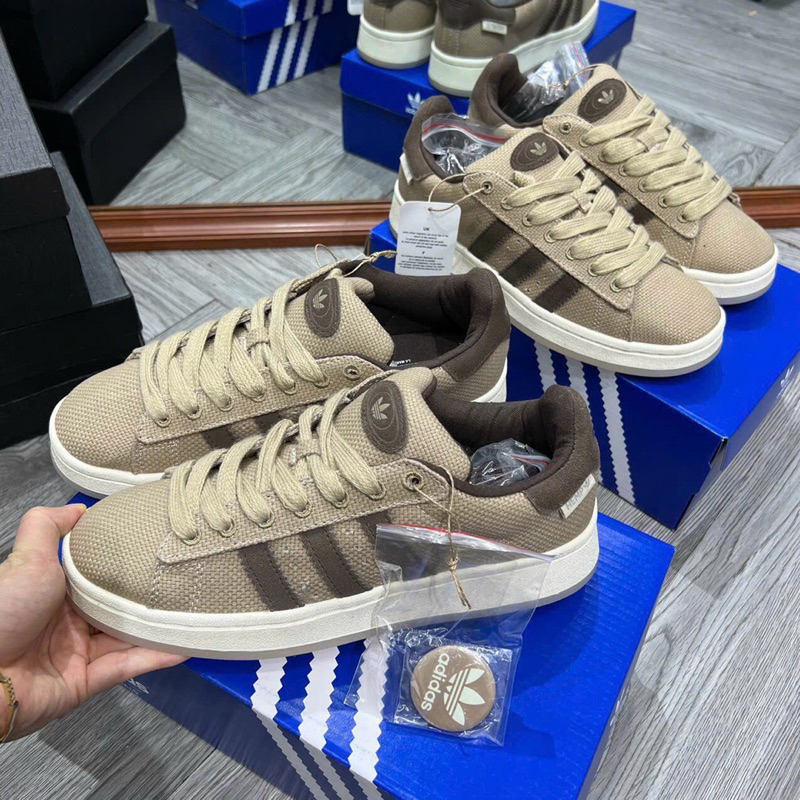 giày Adidas Campus nâu kem canvas cao cấp, giày 3 sọc nâu vải mới thời trang nam nữ full hộp bảo vệ kho giày 203