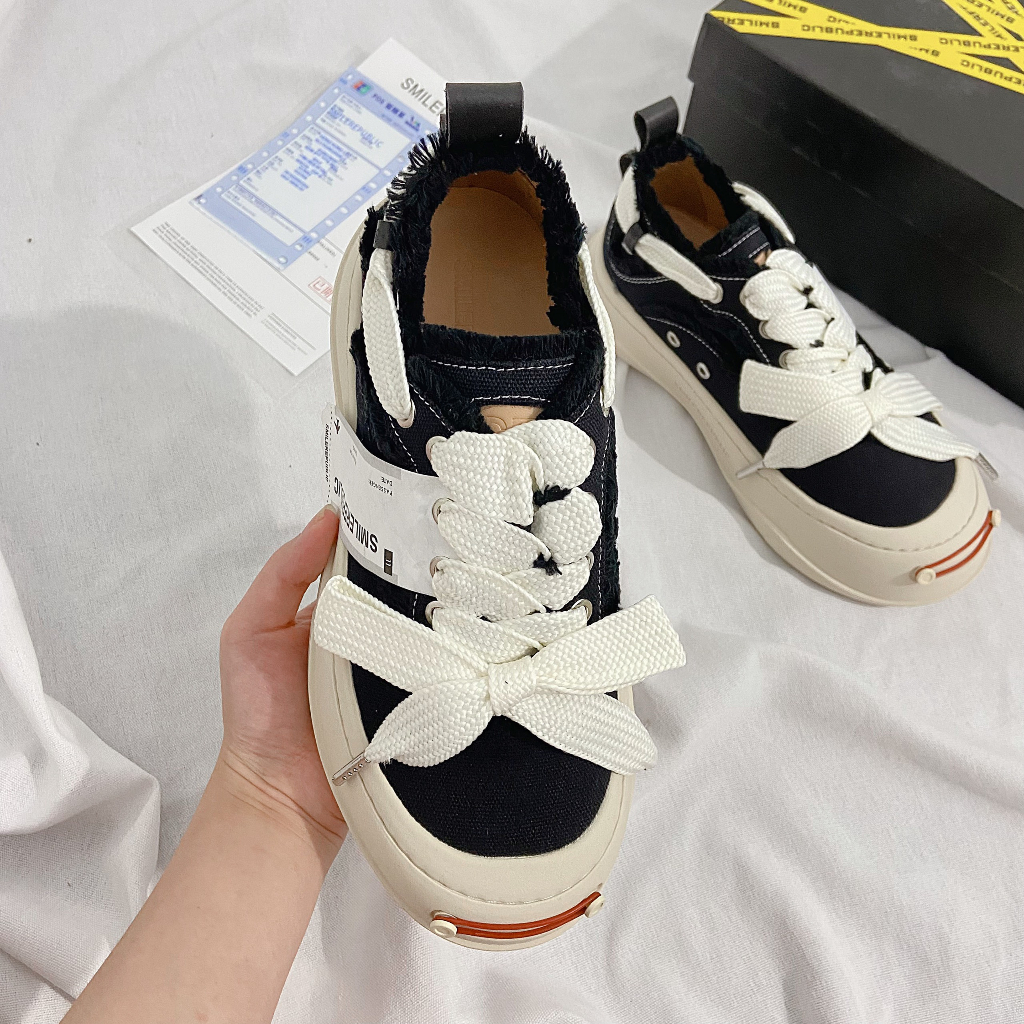 Giá Nhà Máy Sản Xuất SMILEREPUBLIC Jianji Giày Canvas Đế Dày Mặt Cười Phong Cách Jianji Influencer V4ZI