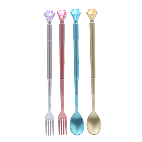 Bút Bi Viết Tạo Hình Thìa Dĩa Kim Cương Siêu Độc Đáo - Bút Bi Viết Văn Phong Mực Đen