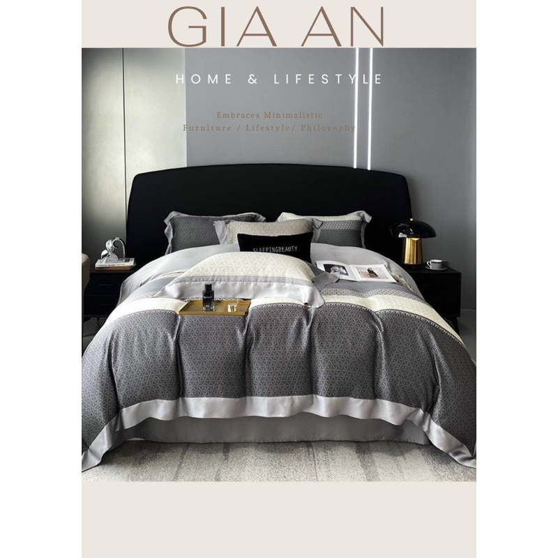 Chăn Ga Nhập Khẩu Tencel fremonder in hoa sợi gỗ Oganic