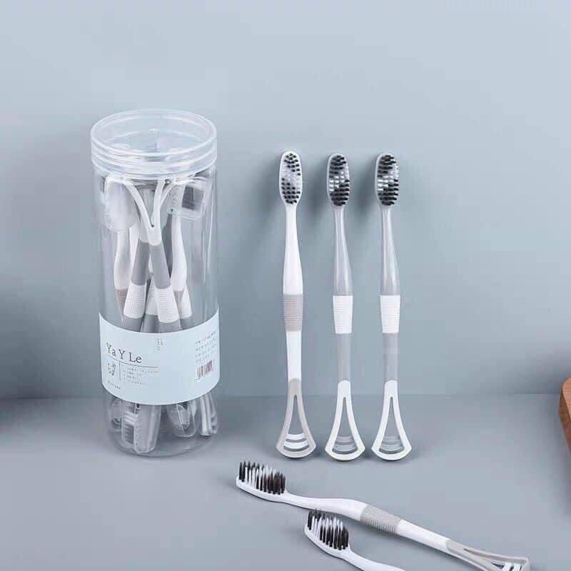 Hộp 8 cây bàn chải 2 đầu đánh răng & cạo rơ lưỡi