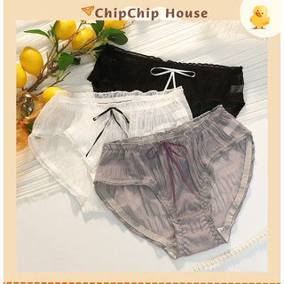 Quần lót ren nhún cao cấp, viền ren, đính nơ, mềm mại, kháng khuẩn ChipChipHouse