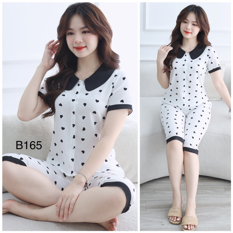 Set Đồ Ngủ Mặc Nhà Tay Ngắn,quần lửng , chất mát , Kiểu Dáng Dễ Thương Xinh Xắn Cho Nữ, Combo 2b tặng 2 quần lót
