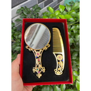 Bộ Gương Soi Và Lược Trang Điểm Họa Tiết Cổ Trang