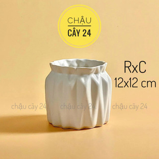 Chậu Sứ Trồng Cây Cảnh Để Bàn, Chậu trồng cây mini Hình Túi Thắt