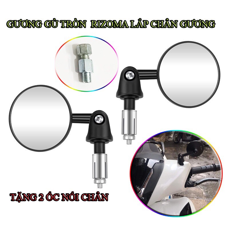 Gương tròn riroma mặt kính trắng gắn các dòng xe máy