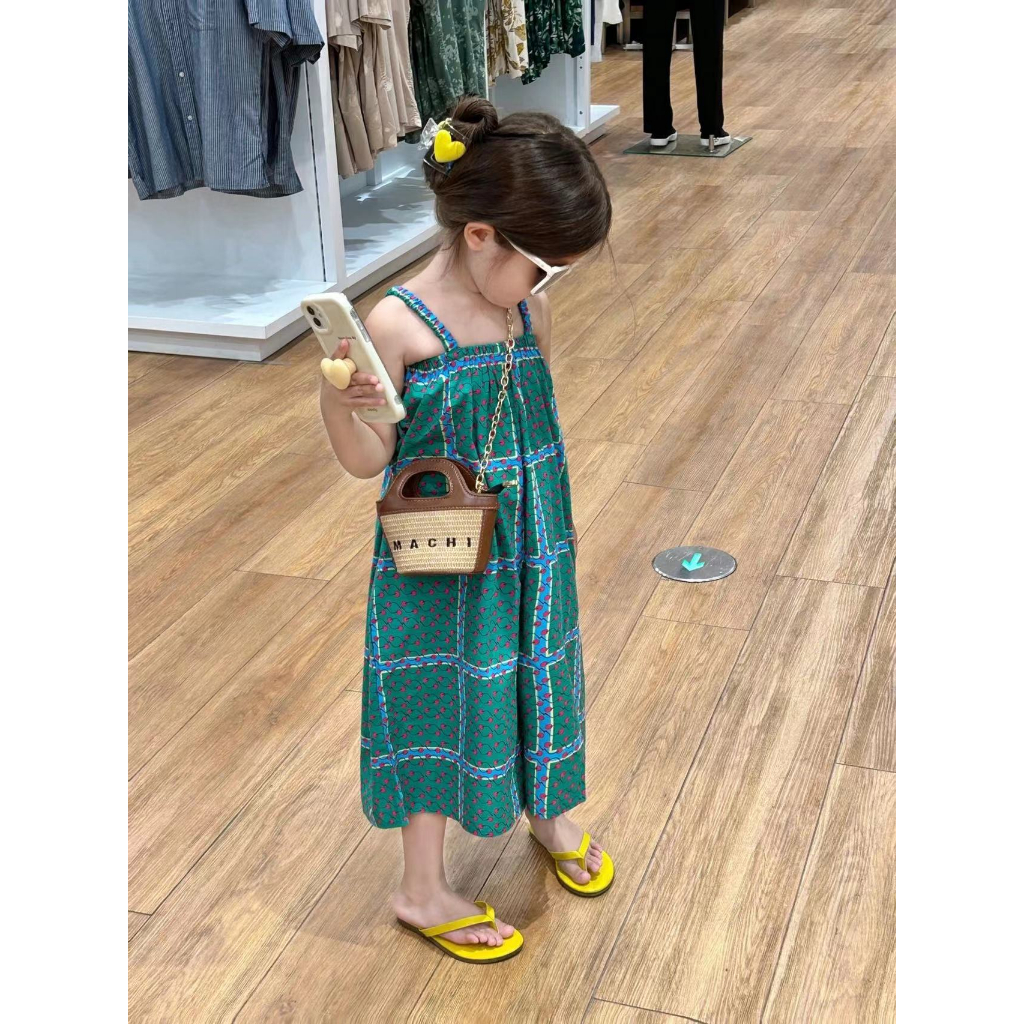 JUMPSUIT XANH LÁ KẺ CARO cho bé gái