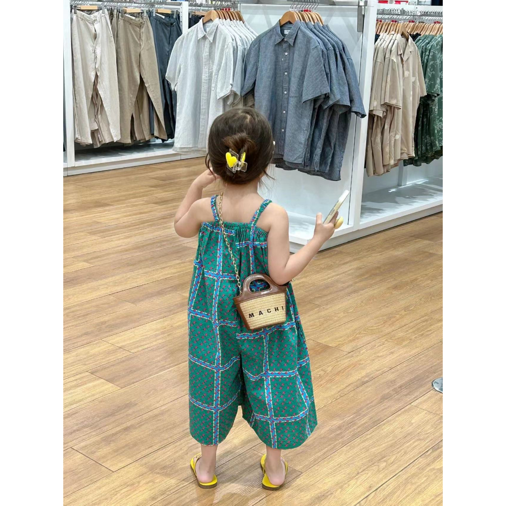 JUMPSUIT XANH LÁ KẺ CARO cho bé gái