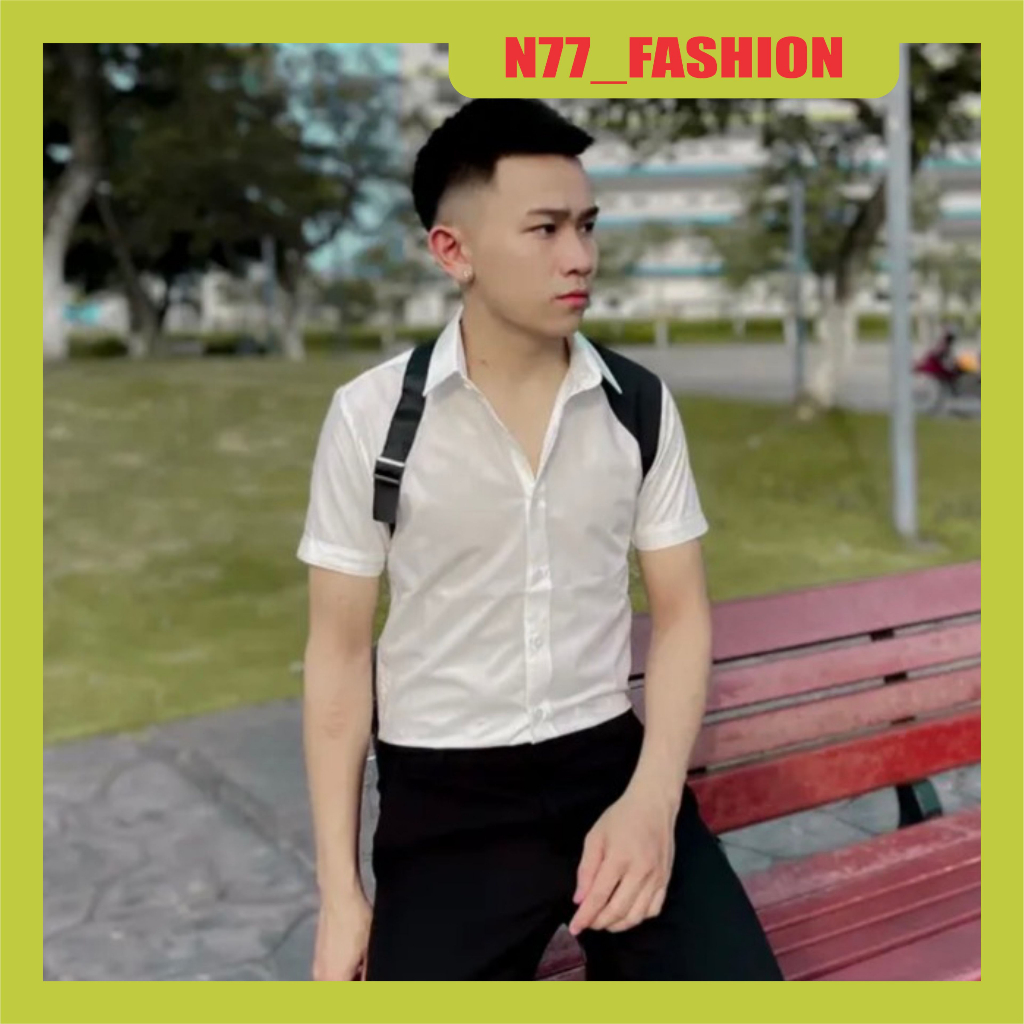 Áo sơ mi nam tay ngăn Hàn Quốc form chuẩn dáng đẹp sang trọng chất vải lụa không nhăn mẫu mới N77 FASHION