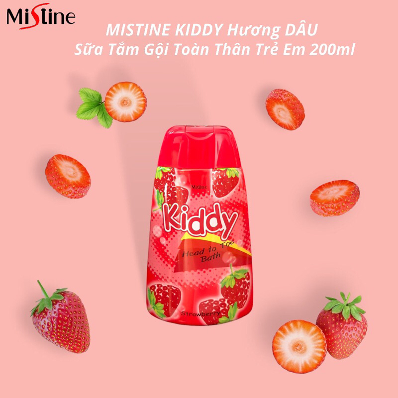 SỮA TẮM GỘI TOÀN THÂN TRẺ EM MISTINE KIDDY HƯƠNG DÂU 200ML