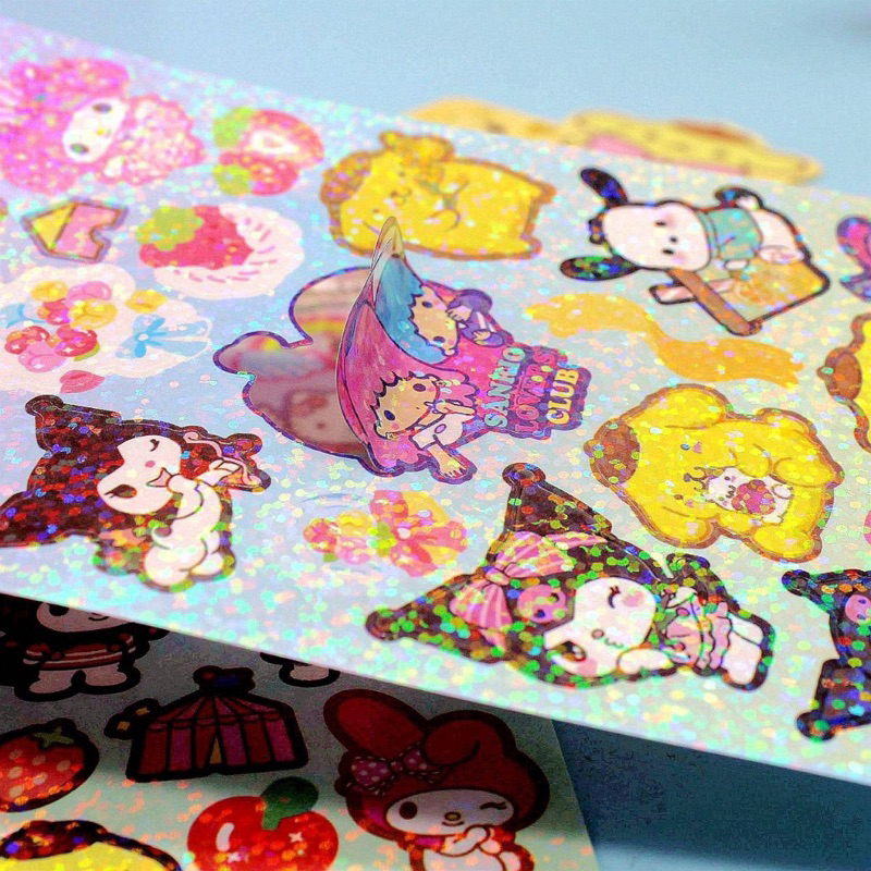 Sticker hình dán gấu dâu lấp lánh hình bé gái siêu đáng yêu