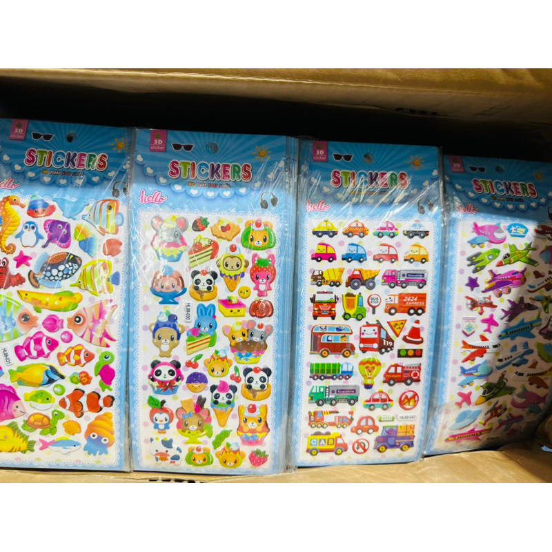 Sticker, hình dán động vật dễ thương, hình dán nổi kitty, doreamon, công chúa, heo peppa