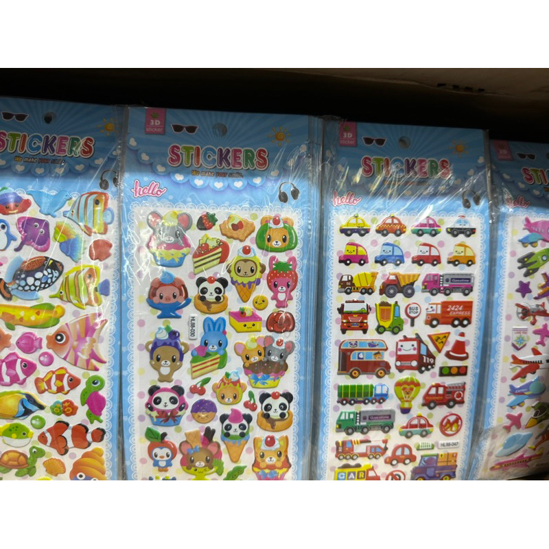 Sticker, hình dán động vật dễ thương, hình dán nổi kitty, doreamon, công chúa, heo peppa