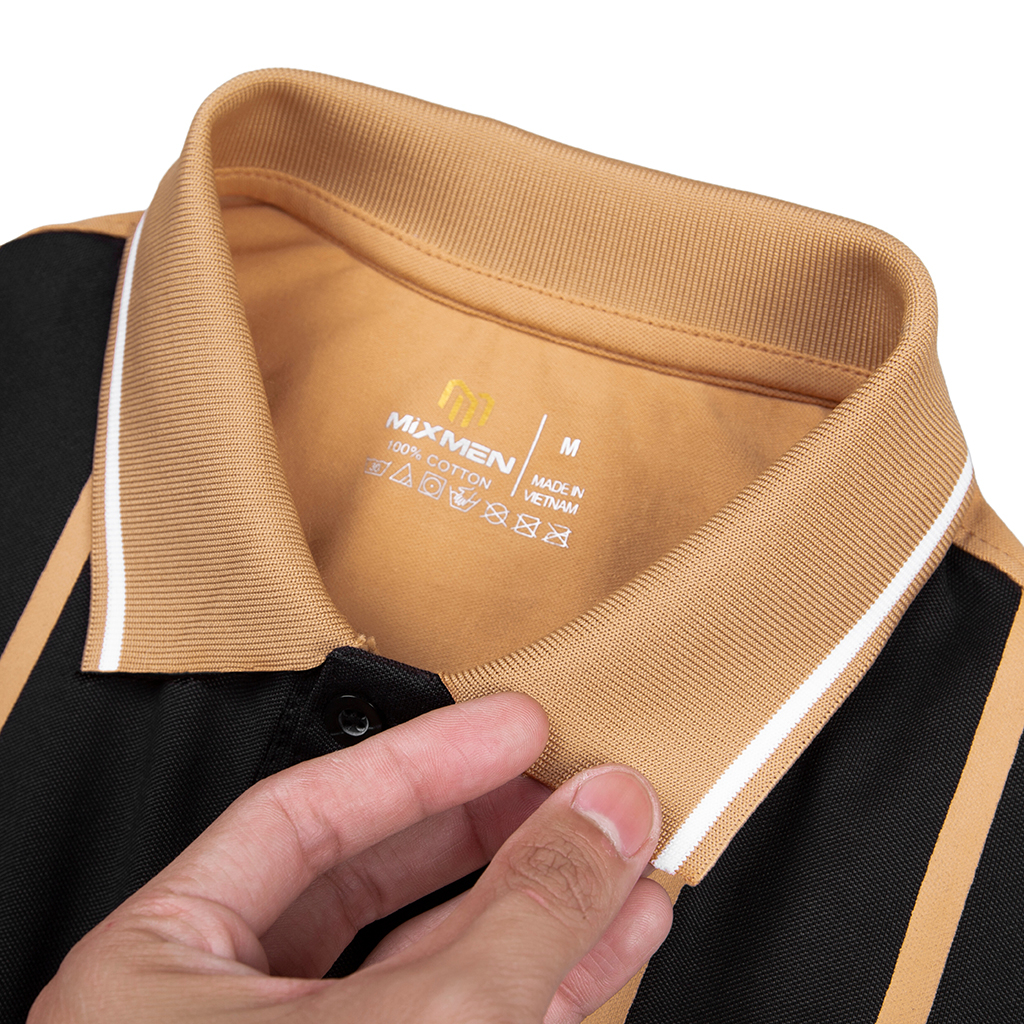 Áo thun Polo nam Lux M501 MIXMEN thiết kế tay ngắn cổ tròn, vải cotton CVC chống nhăn, phối sọc dọc thời trang